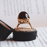 Vintage 18 Karat Goldring mit Bernstein, 50er Jahre