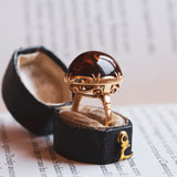 Vintage 18 Karat Goldring mit Bernstein, 50er Jahre