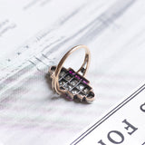 Art Deco Ring aus 14K Gold und Silber mit Diamanten (ca.1.30ctw) und Rubinen, 30er
