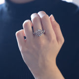 14K white gold Art Nouveau ring with rosette cut diamonds, 1920s