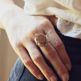 Antiker Ring aus 18 Karat Gold und niedrigem Gold, mit Aventurin und Türkis, Ende des 800. Jahrhunderts - Antichità Galliera