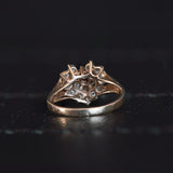 Anello a cuore vintage in oro 14K con diamanti, anni '60/'70