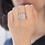 Vintage 14K white gold ring with brilliant cut diamonds (approx. 2.20ctw), 60s / 70s