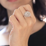 Vintage 14K white gold ring with brilliant cut diamonds (approx. 2.20ctw), 60s / 70s