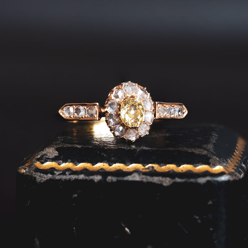 Anello vintage in oro 18K con diamanti, anni '50