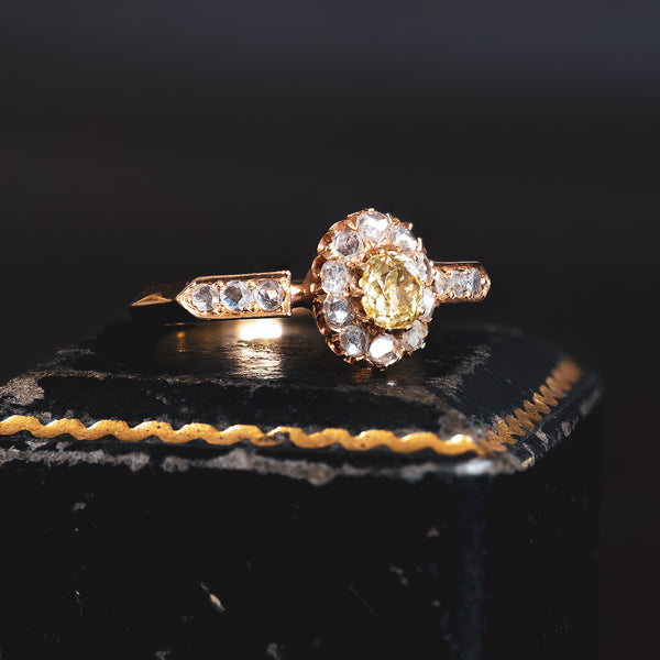 Anello vintage in oro 18K con diamanti, anni '50