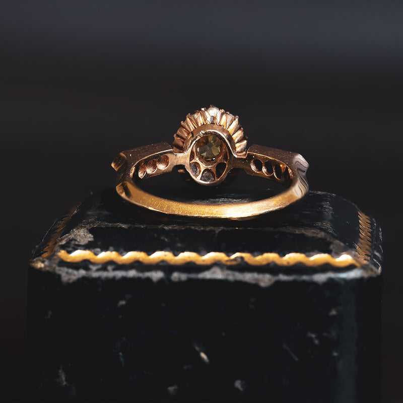 Anello vintage in oro 18K con diamanti, anni '50