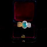 Anello vintage in oro 14K con opale (1.2ct ca.) e diamanti, anni '70
