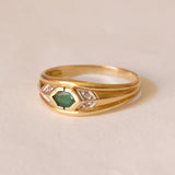 18K gold band ring with emerald, 60s / 70s