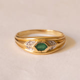 18K Gold Bandring mit Smaragd, 60er / 70er Jahre