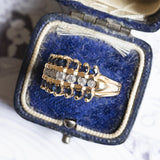 Vintage 14K gold ring with sapphires and diamonds, 50s / 60s