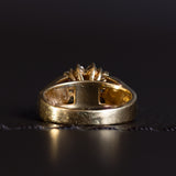 Wedding ring with vintage heart in 14K gold and diamonds, 60s