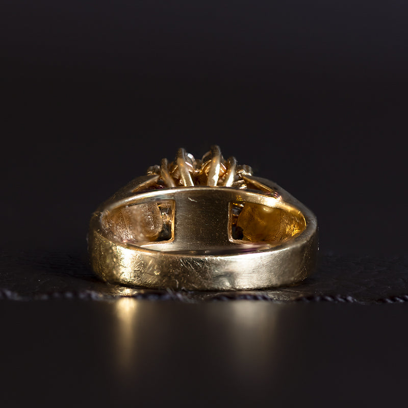 Wedding ring with vintage heart in 14K gold and diamonds, 1960s