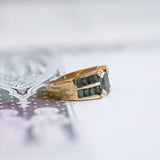 Vintage 14K gold ring with green topazes and diamonds, 60s / 70s