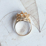 Anello vintage in oro 14K con opali, anni '50/'60