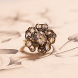 Ring aus 18 Karat Gold und Silber mit Diamanten im Rosettenschliff, 30er Jahre