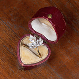Ring converted from brooch in 18K gold and silver with diamonds, early 1900s