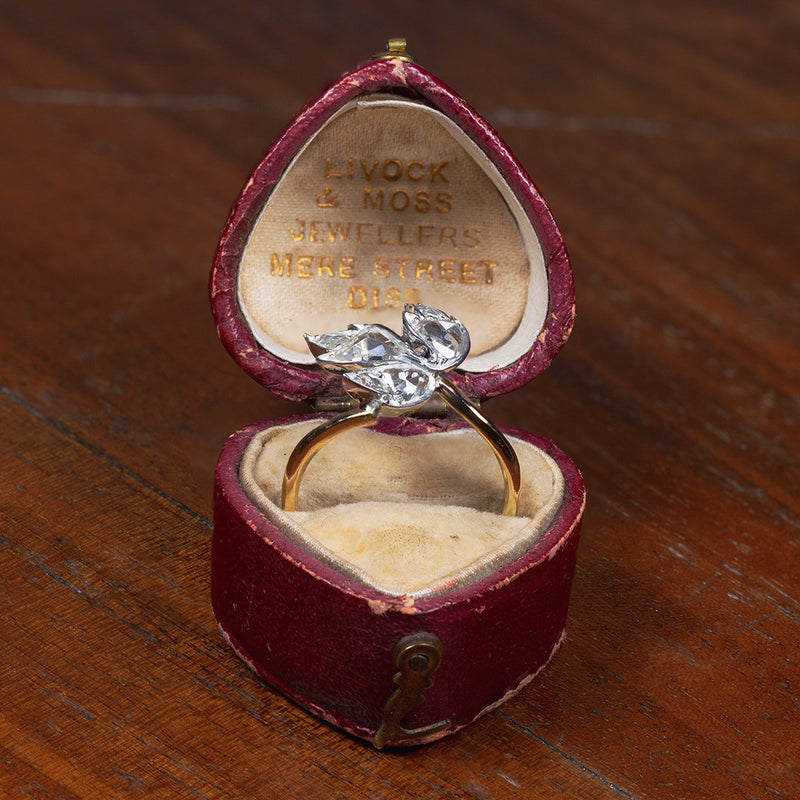 Bague convertie de broche en or 18 carats et argent avec diamants, début des années 1900
