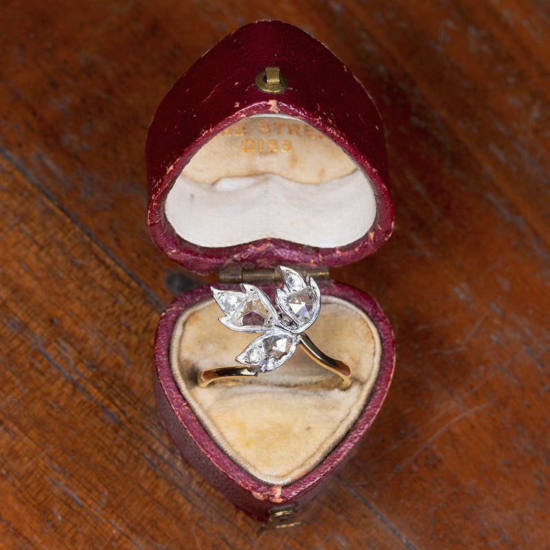 Anello convertito da spilla in oro 18K e argento con diamanti, primi del '900