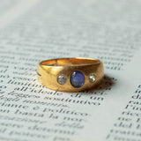 Vintage "Gypsy" Ring aus 18 Karat Gold mit Saphir und Diamanten, 50er / 60er Jahre