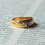 Vintage "Gypsy" Ring aus 18 Karat Gold mit Saphir und Diamanten, 50er / 60er Jahre