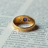 Vintage "Gypsy" Ring aus 18 Karat Gold mit Saphir und Diamanten, 50er / 60er Jahre