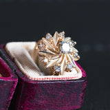 Anello vintage in oro 14K con diamanti di taglio brillante (centrale da 0.27ct ca.), anni '70