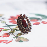 Vintage 8K gold ring with garnets, 50s