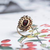 Vintage 8K gold ring with garnets, 50s