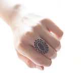 Vintage 8K gold ring with garnets, 50s