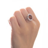 Vintage 14K white gold daisy ring with citrine quartz (approx.2.40ct) and diamonds (approx.0.72ctw), 60s / 70s