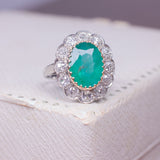 Antique 18K gold ring with central emerald (4ct) and old European cut diamonds (2.3ct), 30s / 40s - Antichità Galliera