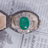 Antique 18K gold ring with central emerald (4ct) and old European cut diamonds (2.3ct), 30s / 40s - Antichità Galliera