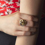 Vintage zweifarbiger (gelb und weiß) 18 Karat Goldring mit Diamanten, 60er Jahre - Antichità Galliera