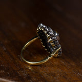 Antique ring in 18K gold and silver, with onyx and diamonds (0.65ct), early 900s - Antichità Galliera