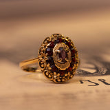Vintage 18 Karat Gold Ring mit Granaten, 50er / 60er Jahre