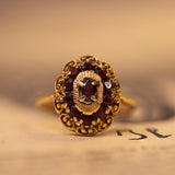 Vintage 18 Karat Gold Ring mit Granaten, 50er / 60er Jahre