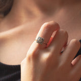 Vintage 18 Karat Weißgold Ring mit Diamanten (Mitte ca. 0.30 ct), 50er Jahre