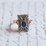 Vintage antiker Ring aus 14 Karat Gold und Silber mit Diamanten im Saphir- und Rosettenschliff
