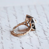 Vintage antiker Ring aus 14 Karat Gold und Silber mit Diamanten im Saphir- und Rosettenschliff