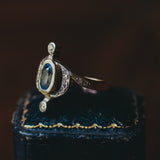 Vintage 14K gold ring with sapphire and diamonds, 50s - Antichità Galliera