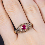 Jugendstil-Ring aus 18 Karat Gold und Silber mit Rubin- und Diamantrosetten, 20er Jahre - Antichità Galliera