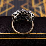 Antiker Ring aus 18 Karat Gold und Silber mit Smaragd- und Diamantrosetten, Anfang des 900. Jahrhunderts - Antichità Galliera