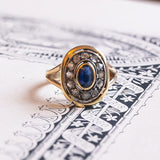 Vintage 18 Karat Gold Saphir und Diamant Ring, 50er Jahre