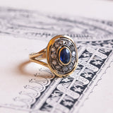 Vintage 18 Karat Gold Saphir und Diamant Ring, 50er Jahre