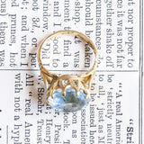 Vintage 18K gold cocktail ring with blue synthetic spinel, 50s