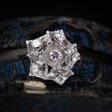 Vintage 18K white gold ring with brilliant cut diamonds, 50s / 60s - Antichità Galliera