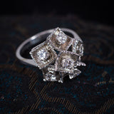 Vintage 18K white gold ring with brilliant cut diamonds, 50s / 60s - Antichità Galliera