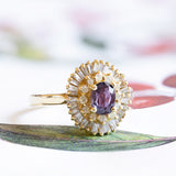 Vintage 14K gold ring with central ruby and diamonds, 60s
