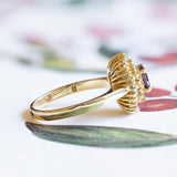 Vintage 14K gold ring with central ruby and diamonds, 60s